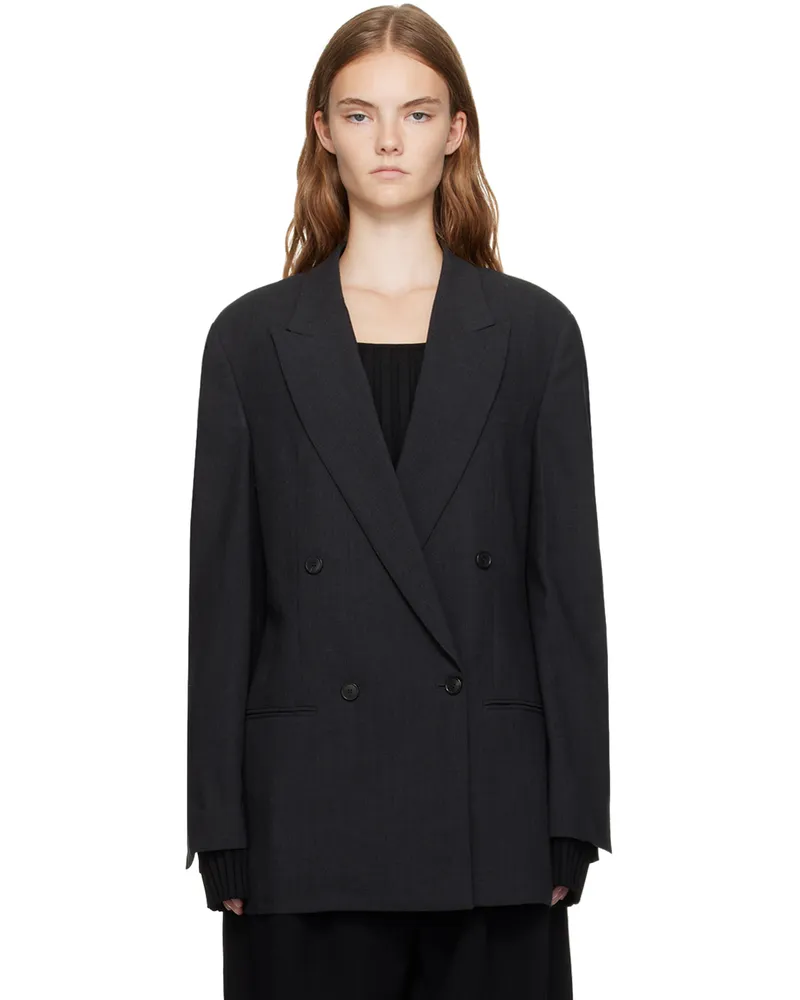 RECTO Gray Peaked Lapel Blazer Charcoal