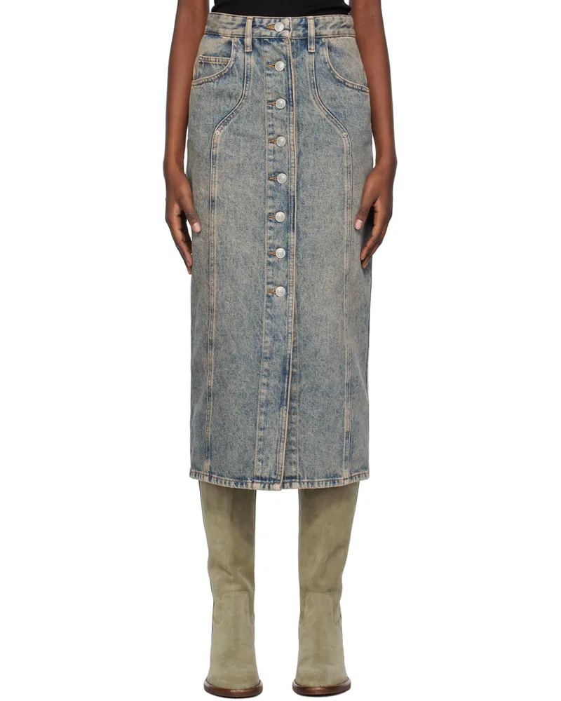 Étoile Isabel Marant Blue Vandy Denim Midi Skirt 40ph