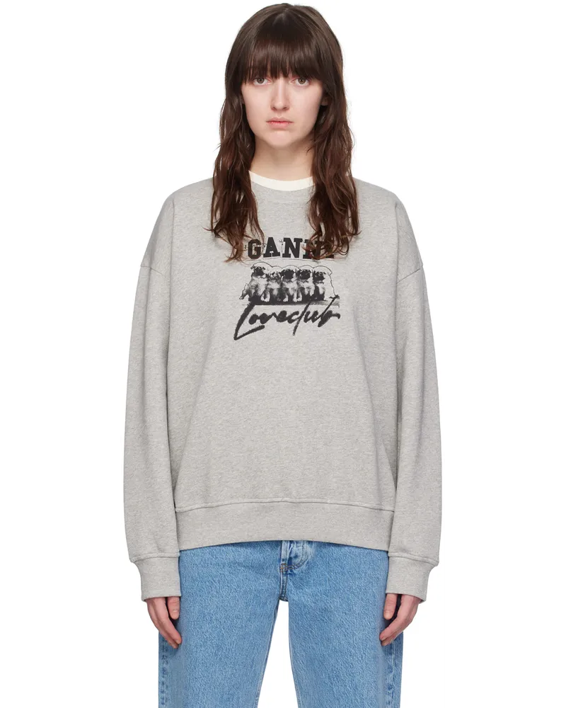 Ganni Gray Printed Sweatshirt Paloma