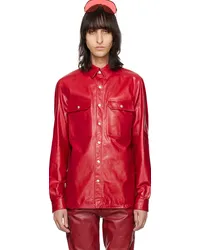 Rick Owens Red Outershirt Leather Jacket Cardinal