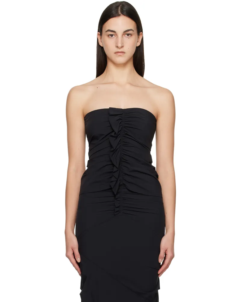 Paris Georgia Black Minimal Ruffle Tube Top Black