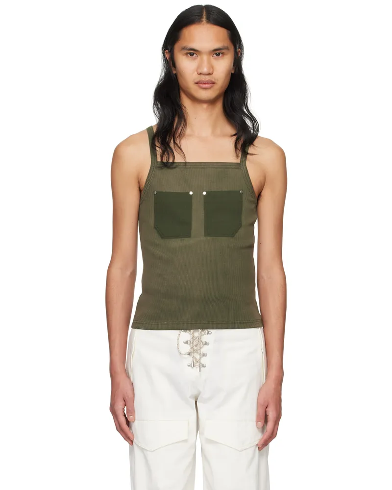 Dion Lee Khaki Rivet Pocket Tank Top Washed
