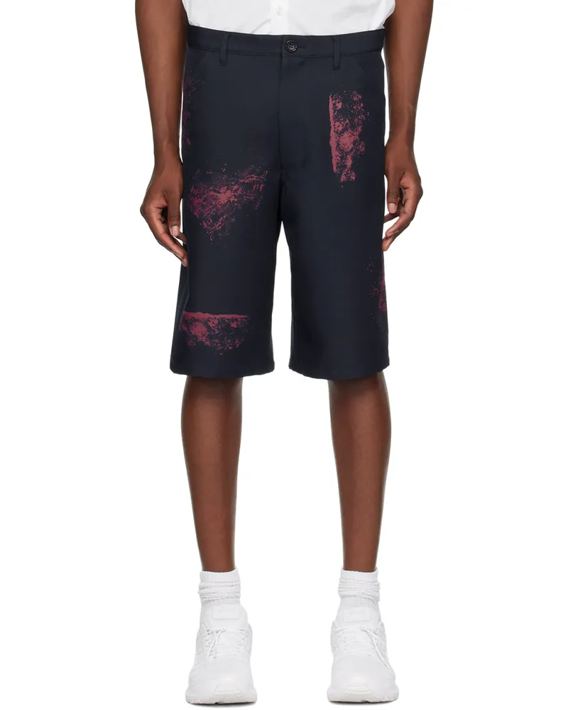 Comme des Garçons Navy Printed Shorts 2