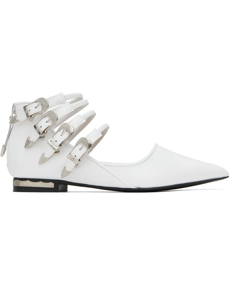 Toga White Polido Multi Strap Ballerina Flats Aj1399