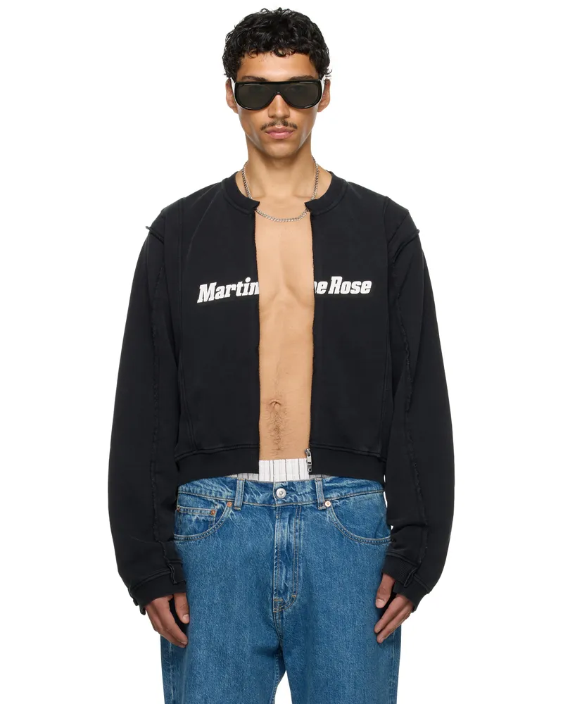 Martine Rose SSENSE Exclusive Black Shrunken Zip-Up Sweatshirt Blk
