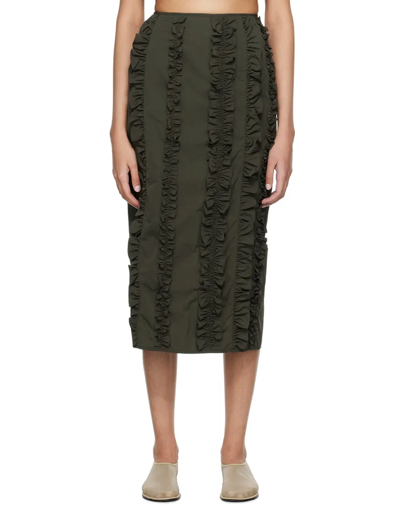 Cecilie Bahnsen Khaki Ocean Midi Skirt Grey