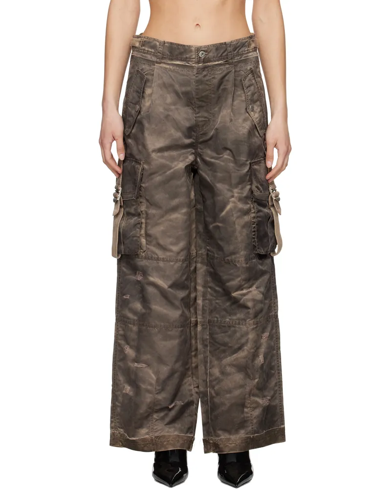 Feng Chen Wang Brown Sandwashed Cargo Pants Potting