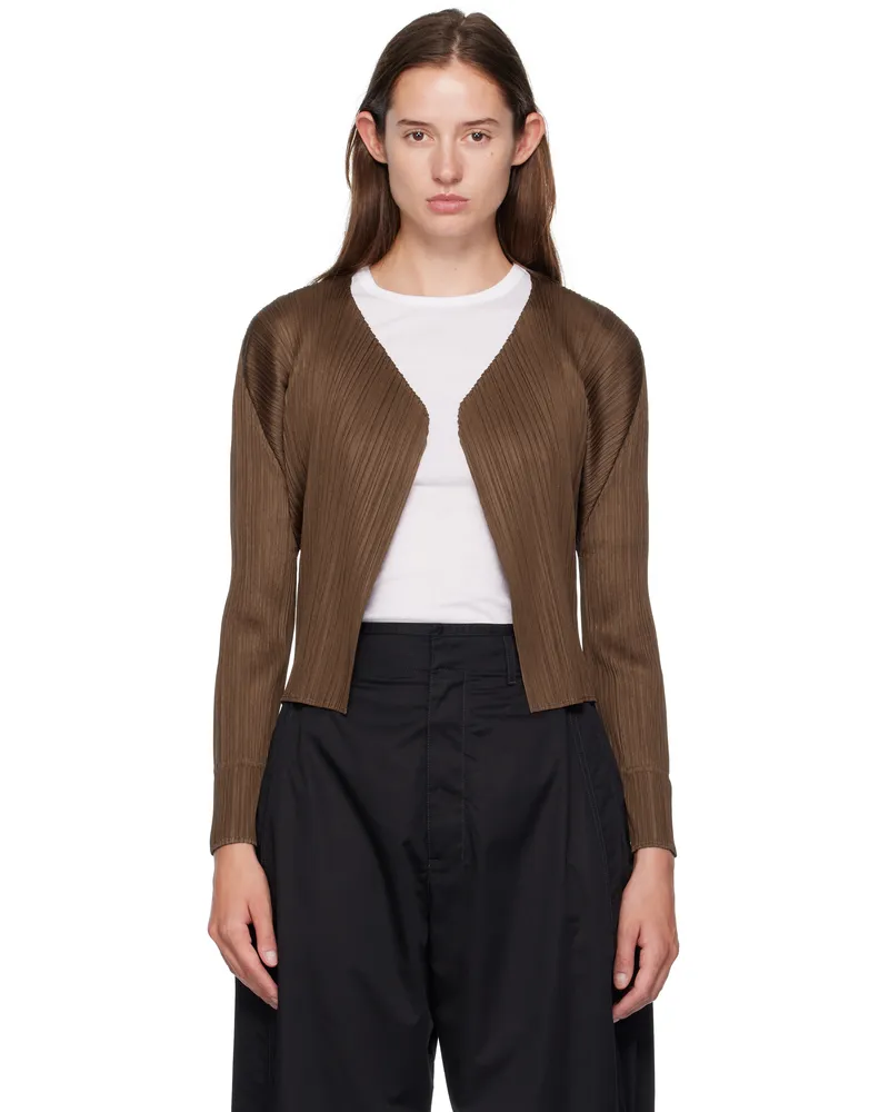 Issey Miyake Brown June New Colorful Basics 4 Cardigan 44