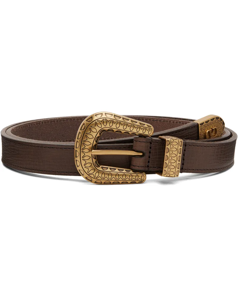Valentino Garavani Brown VLogo Signature Calfskin Belt Bqk