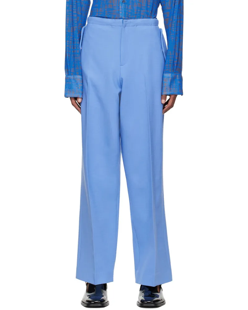 Maximilian Davis Blue Polyester Trousers Cornflower