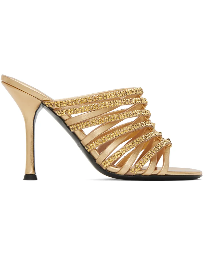 Valentino Garavani Gold Rockstud Strappy 100 Heeled Sandals V6n