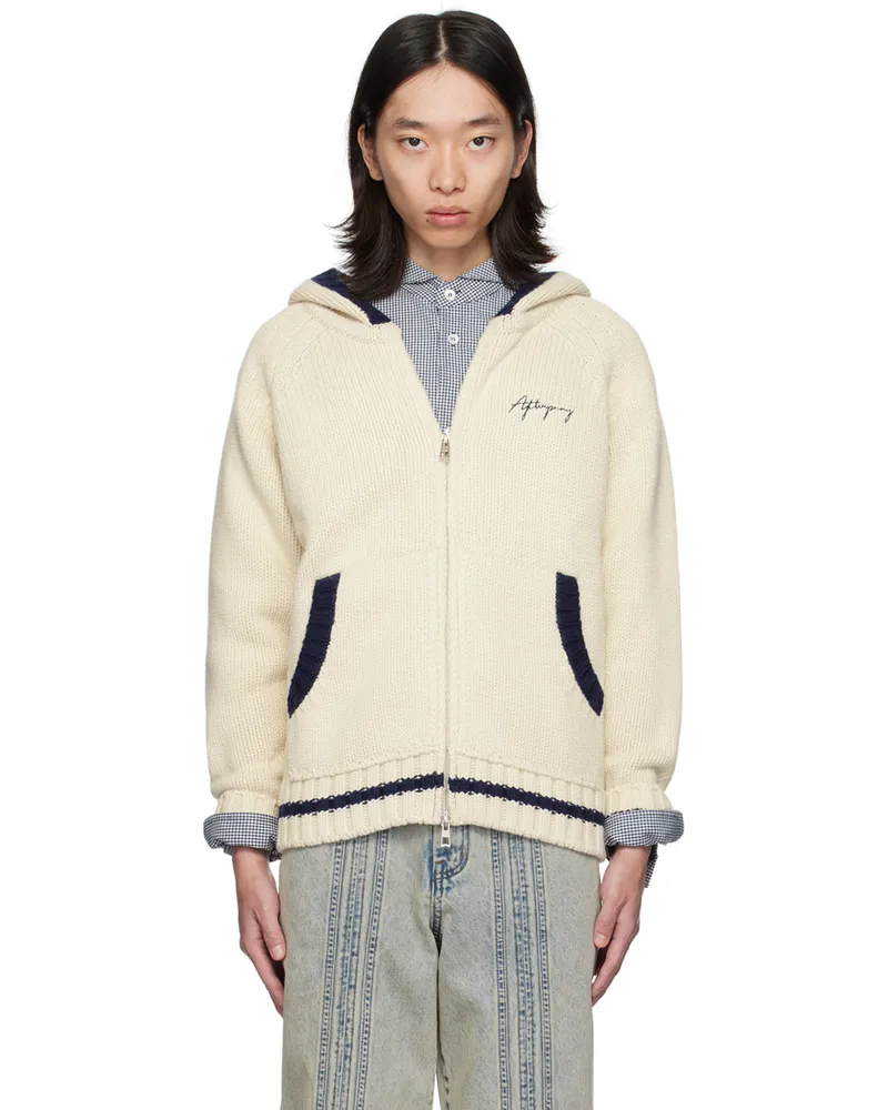 AFTER PRAY Off-White Embroidered Desert Hoodie Ivory