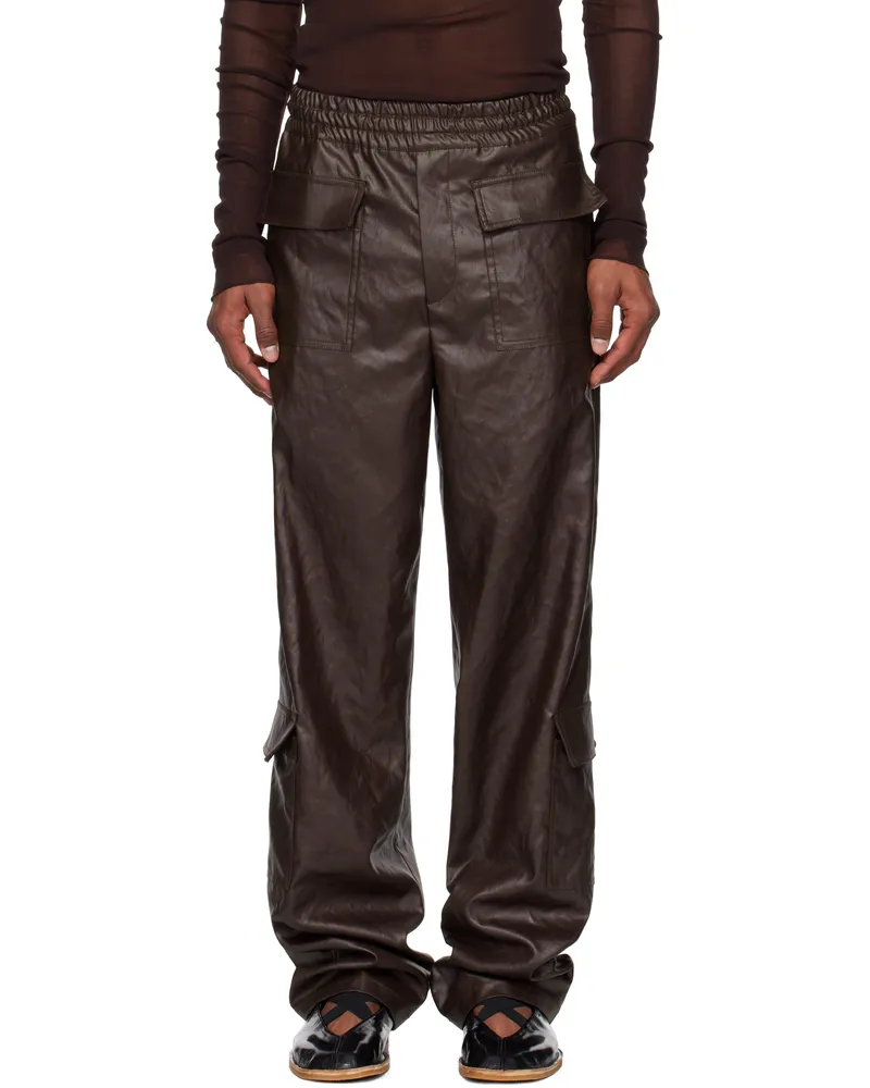 Dries van Noten Burgundy Crêpe Cargo Pants 701