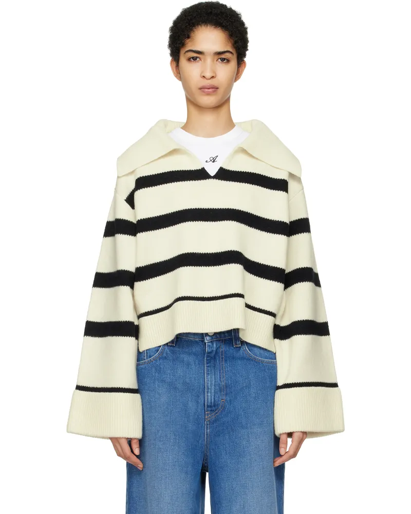 Axel Arigato Off-White & Black Clio Cropped Sweater Black