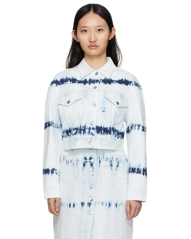 Stella McCartney Indigo Stripe Tie-Dye Cropped Denim Jacket 4502