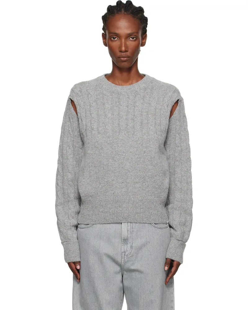 OPEN YY Gray Convertible Cable Knit Sweater Gray