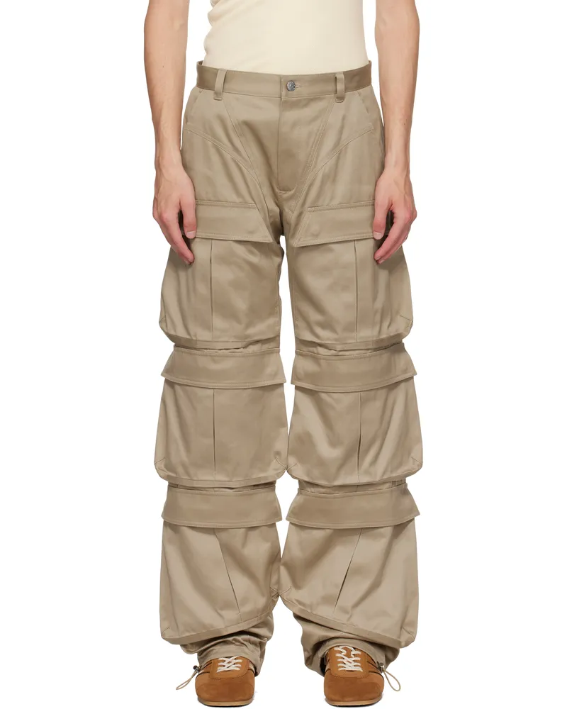 Thierry Mugler Beige Cinch Strap Cargo Pants Beige