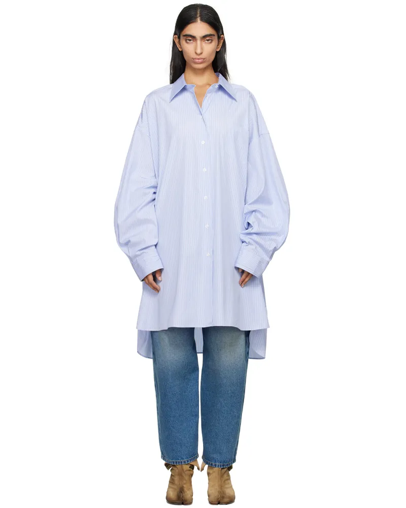 Maison Margiela Blue Pinstripe Shirt 001f