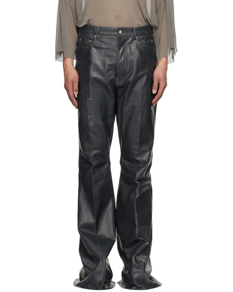 Rick Owens Black Hollywood Bolan Bootcut Leather Pants 09