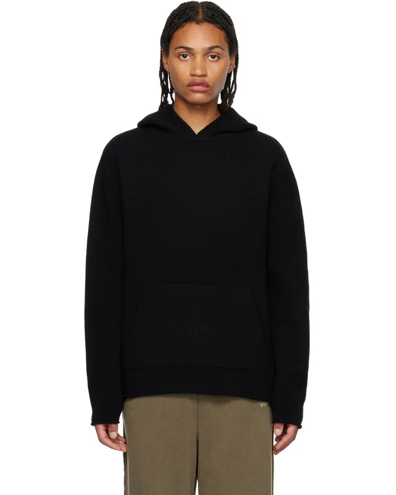 WE 11 DONE Black Jacquard Hoodie Black