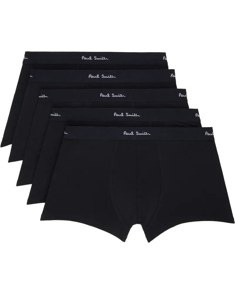 Paul Smith Five-Pack Black Organic Cotton Boxer Briefs 79