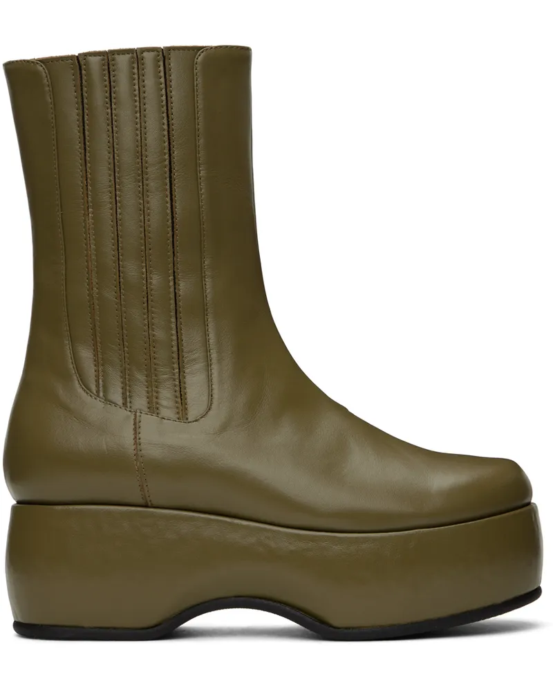 NICOLE SALDAÑA Khaki Mia Boots Green