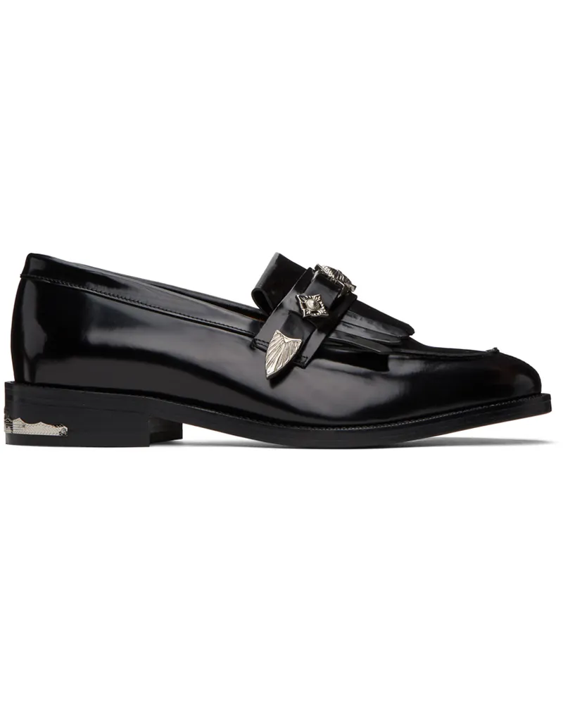 Toga Black Leather Loafers Black