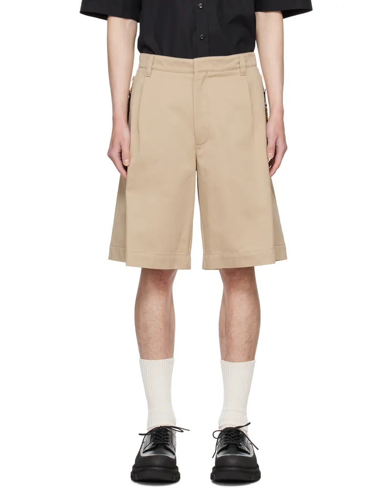 Moschino Beige Pleated Shorts A0081
