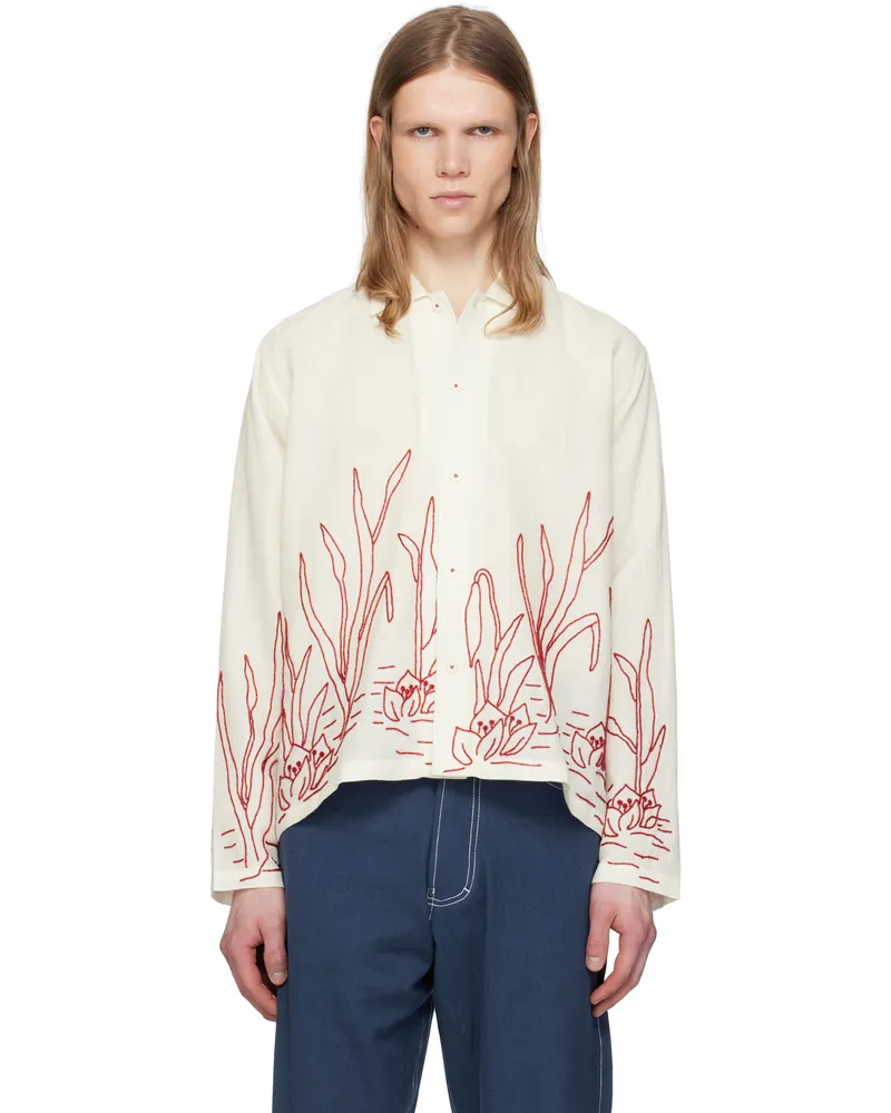 HARAGO White Pond Beadwork Shirt