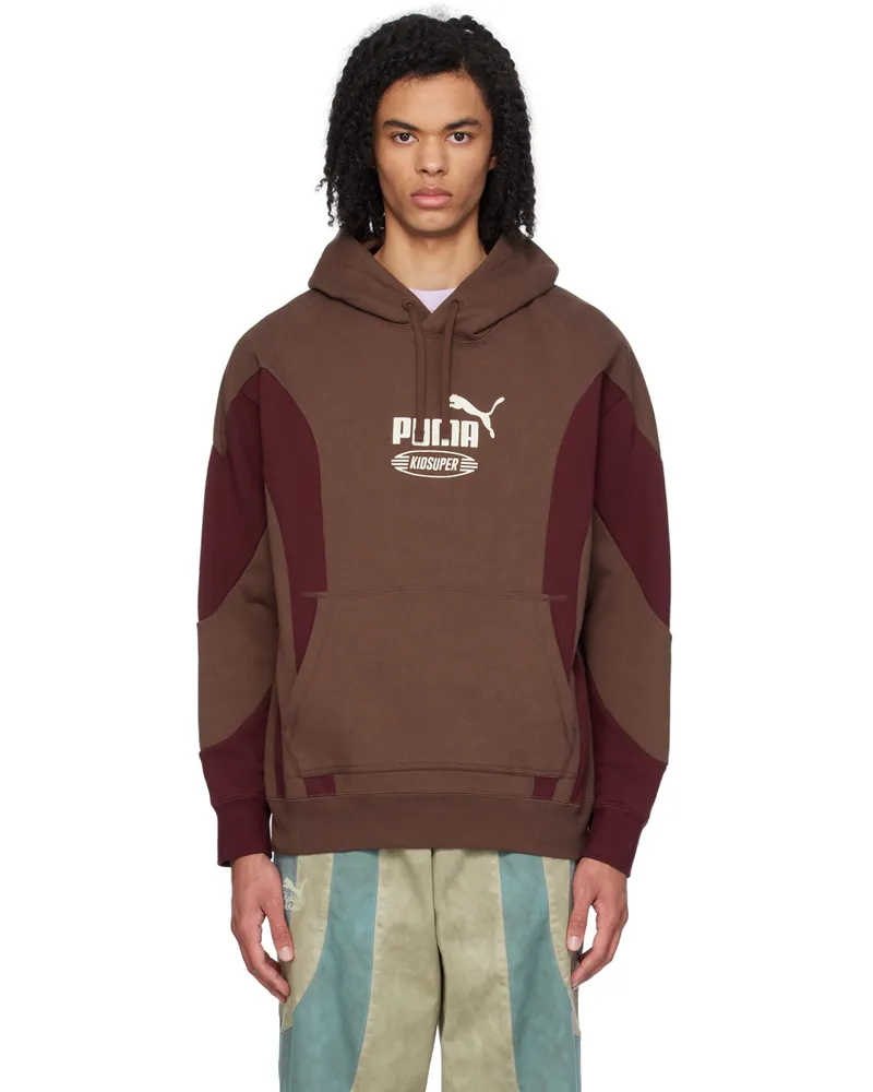 KidSuper Brown & Burgundy Puma Edition Hoodie Chestnut