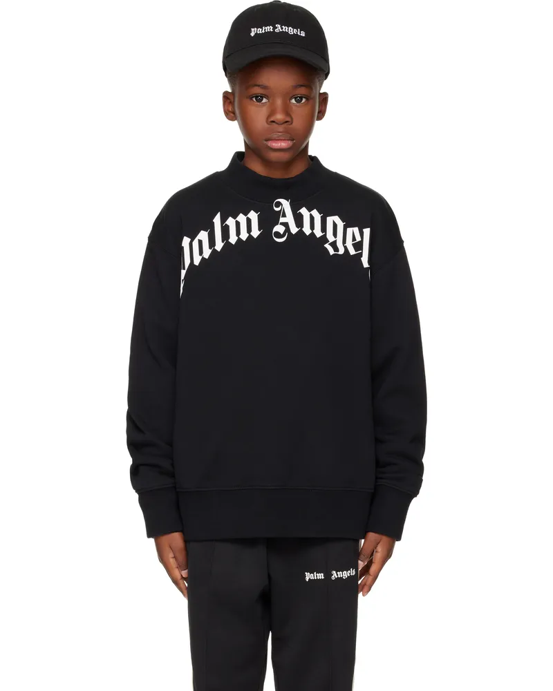 Palm Angels Kids Black Classic Curved Logo Sweatshirt Black