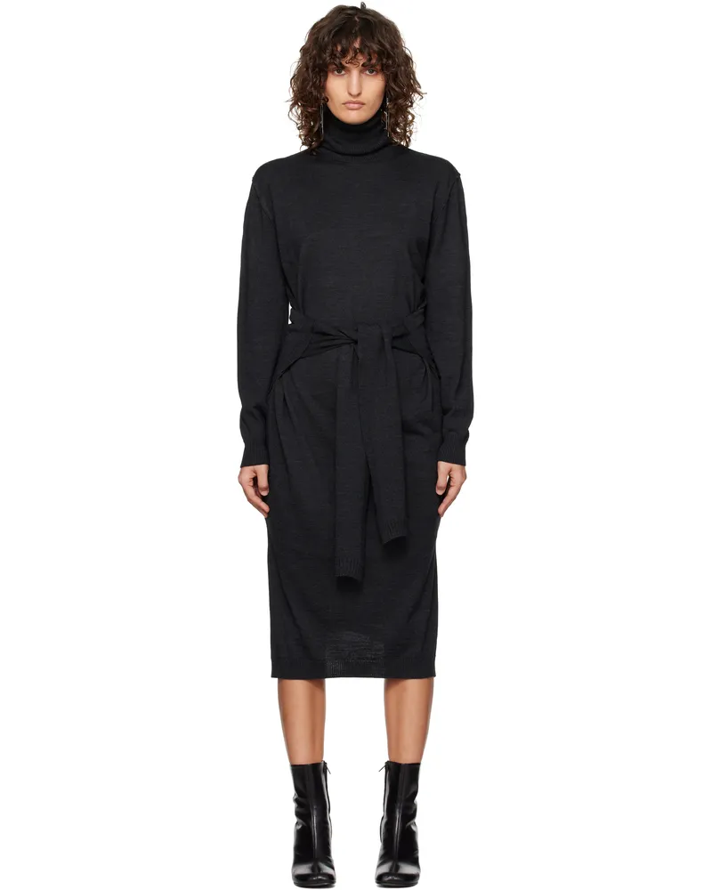 Christophe Lemaire Gray Trompe L'Oeil Midi Dress Bk966