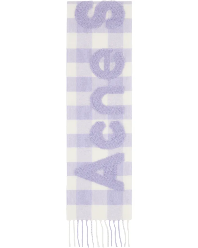 Acne Studios Purple & White Check Logo Scarf Aff
