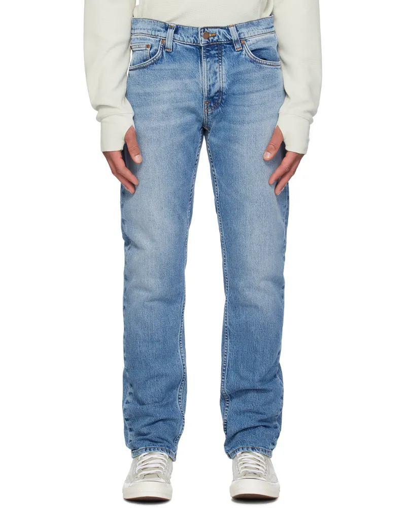Nudie Jeans Blue Solid Ollie Jeans Worn