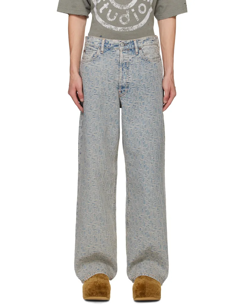 Acne Studios Blue Loose Fit 1981M Monogram Jeans Blue