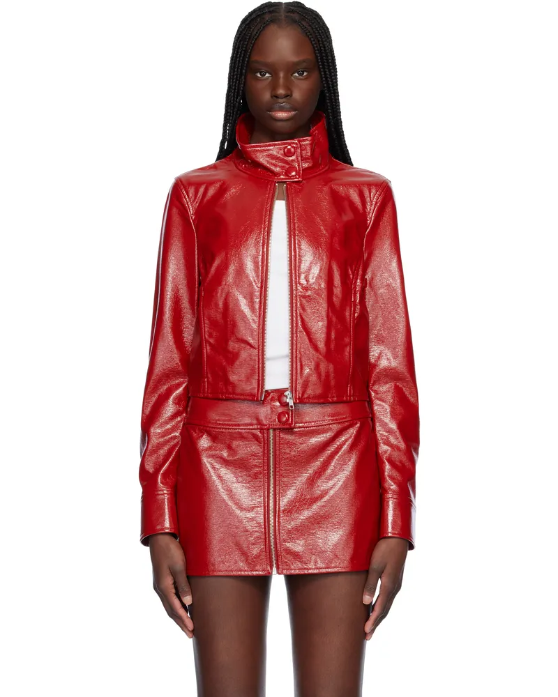 STAND Red Yaz Faux-Leather jacket 25220