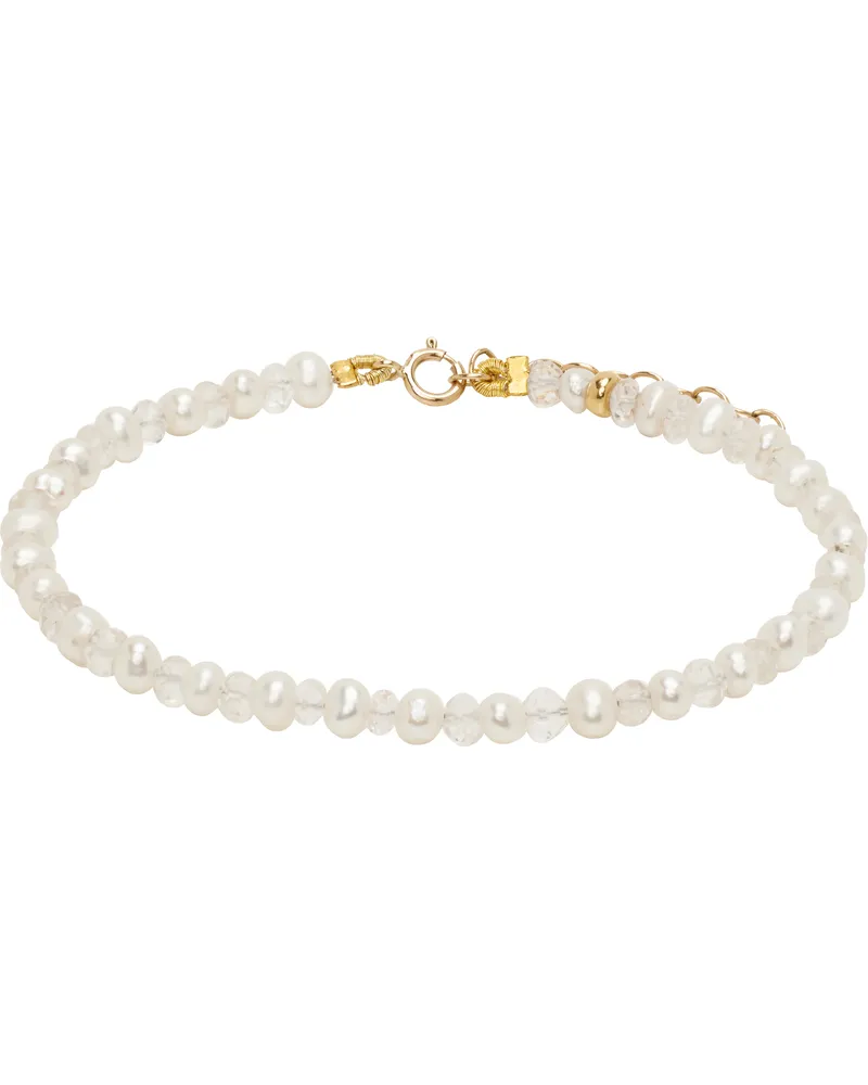 JIA JIA White Birthstone April Crystal Pearl Bracelet 14k