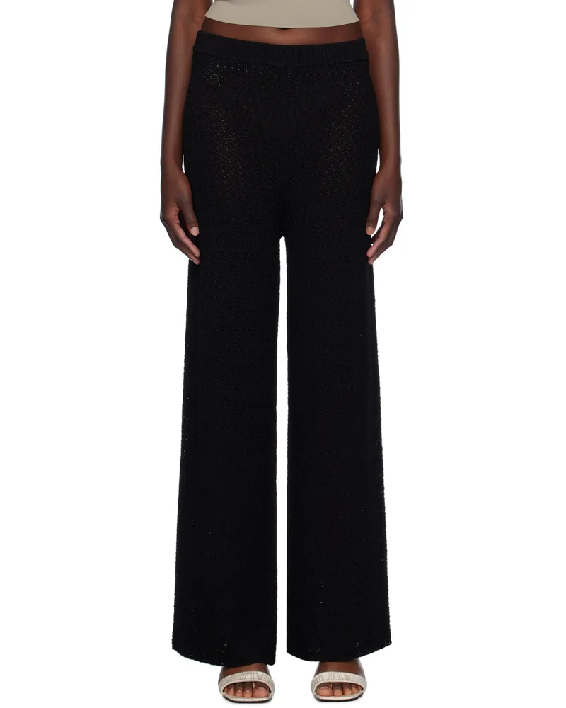Totême Black Wide-Leg Trousers 001