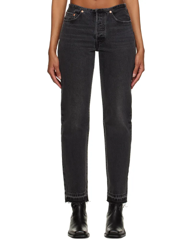 Levi's Black 501 Mini Waist Jeans Waste