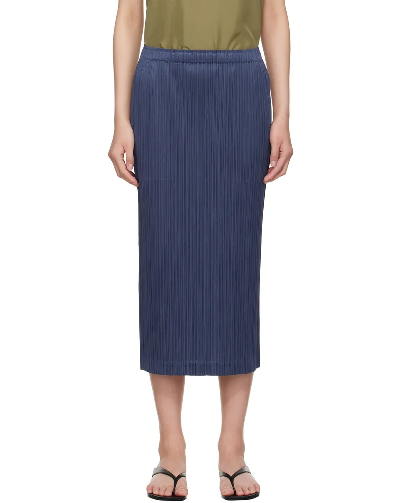 Issey Miyake Navy May Loop Bottoms Midi Skirt 78