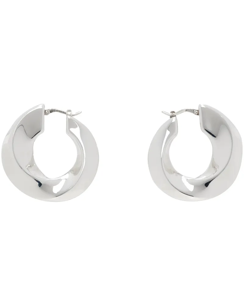 Bottega Veneta Silver Twist Hoop Earrings 8117