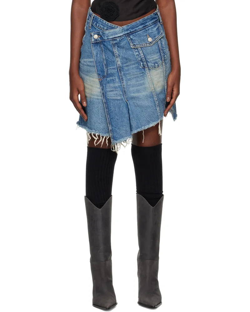 OPEN YY Blue Wrap Denim Miniskirt Blue