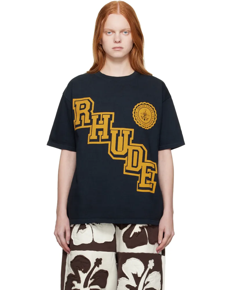 RHUDE Black 'Rhude' Collegiate Crest T-shirt 0027