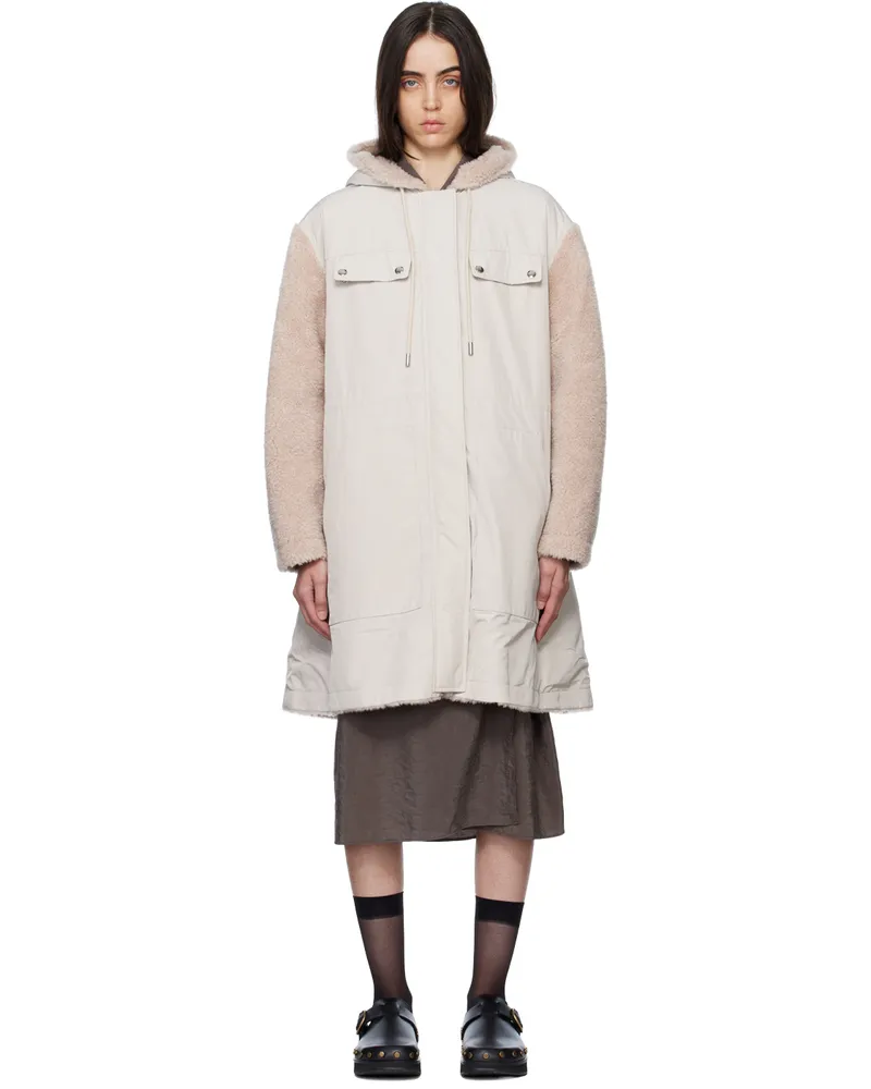 Yves Salomon Beige Paneled Reversible Coat B2787