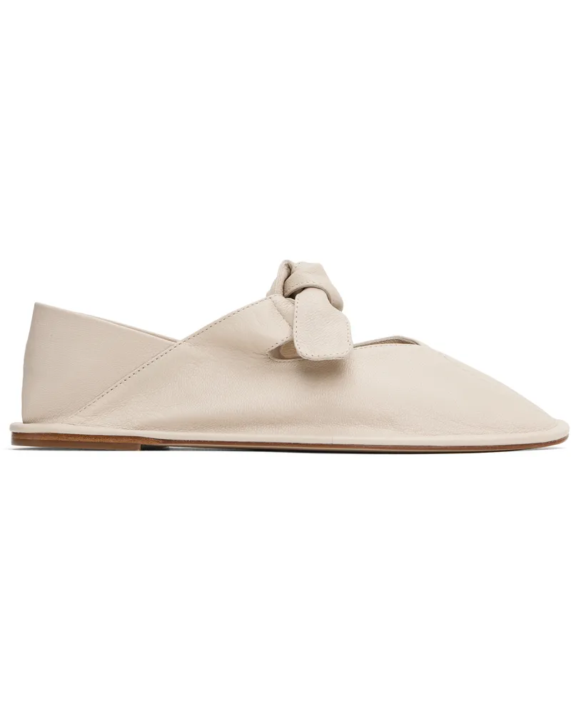 HEREU Off-White Llasada Supple Shiny Ballerina Flats Cream