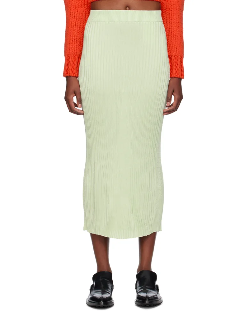 Jil Sander Green Paneled Midi Skirt 334