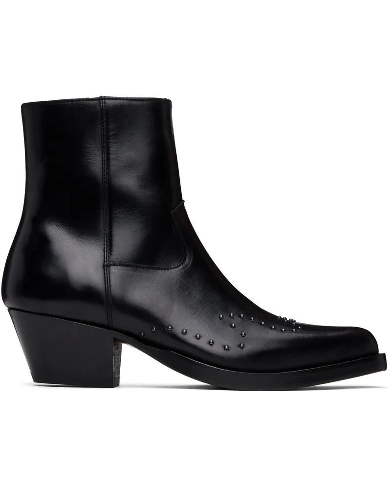 Ernest W. Baker Black Studded Western Boots Black