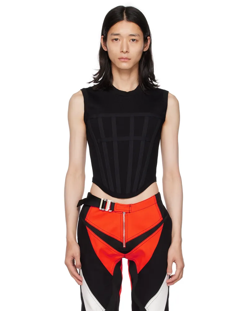 Dion Lee Black Rib Corset Tank Top Black