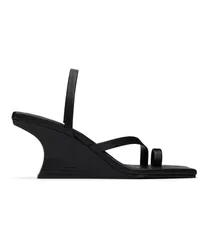 St. Agni Black Architectural Wedge Heeled Sandals Black