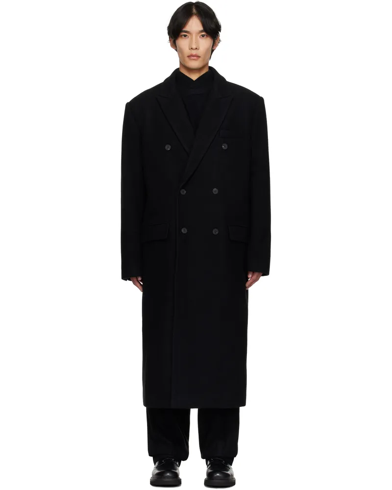 LE 17 SEPTEMBRE Black Double-Breasted Long Coat Black